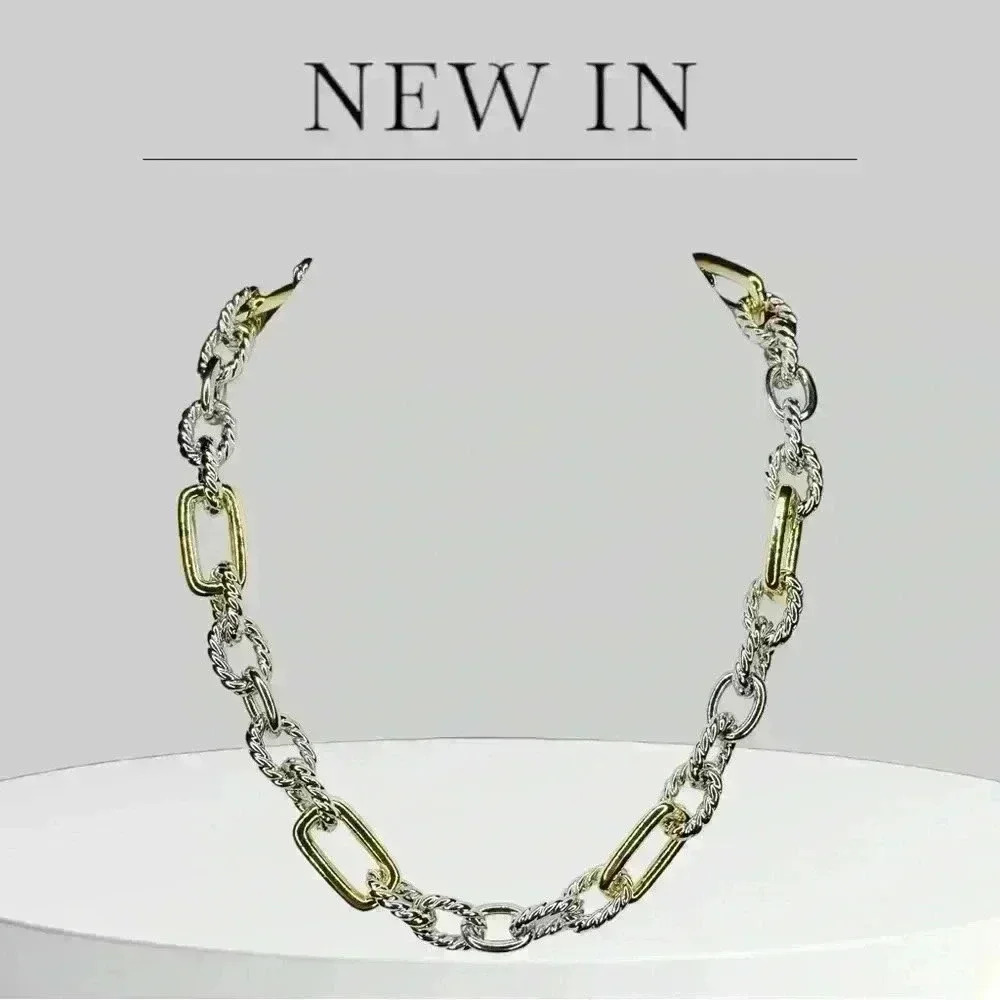 Two Tone Chunky 14KGP Chain Magnetic Closure
